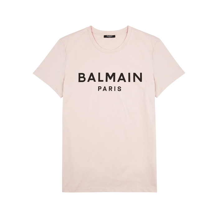 Balmain Pink Logo-print Cotton T-shirt
