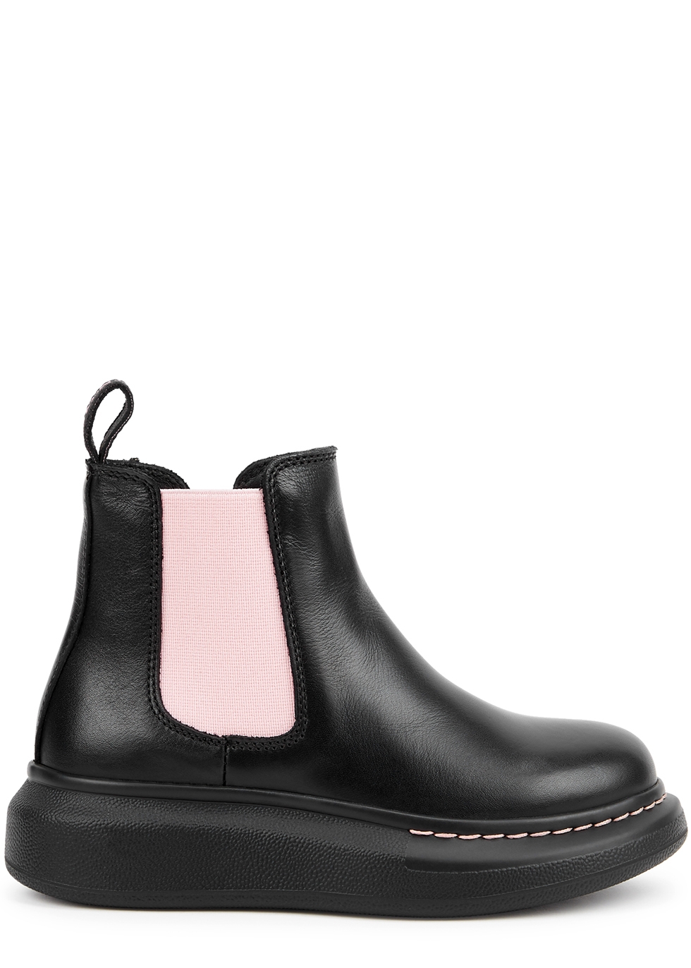 KIDS Pink and black leather Chelsea boots