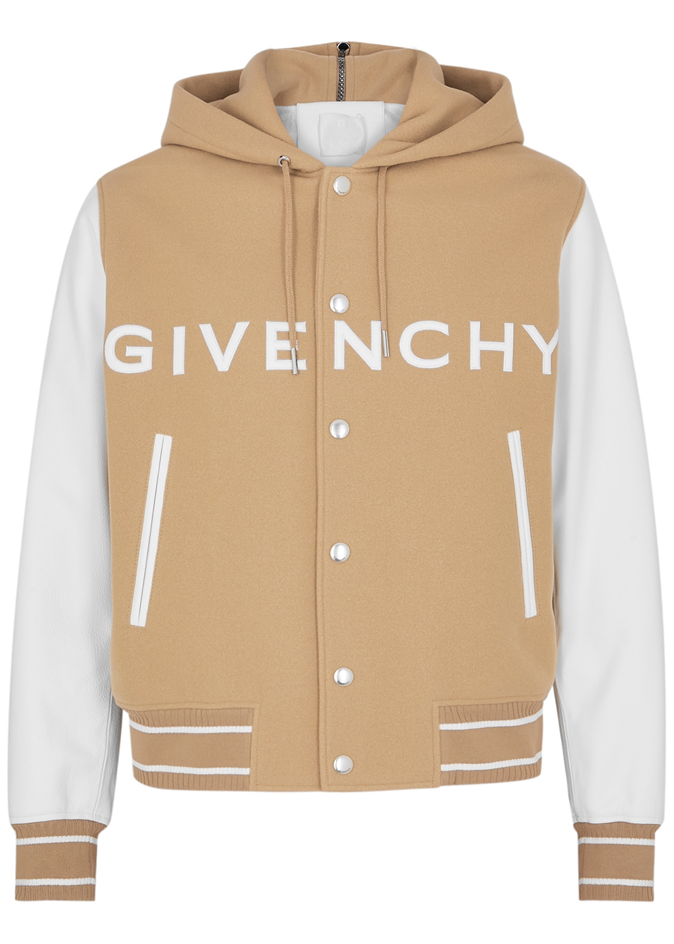 Givenchy Camel Logo Wool-blend Varsity Jacket - White - 48 | Smart