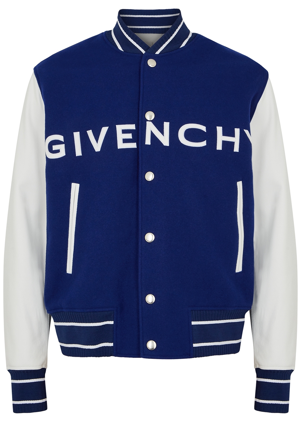 Givenchy Blue logo wool-blend varsity jacket - Harvey Nichols