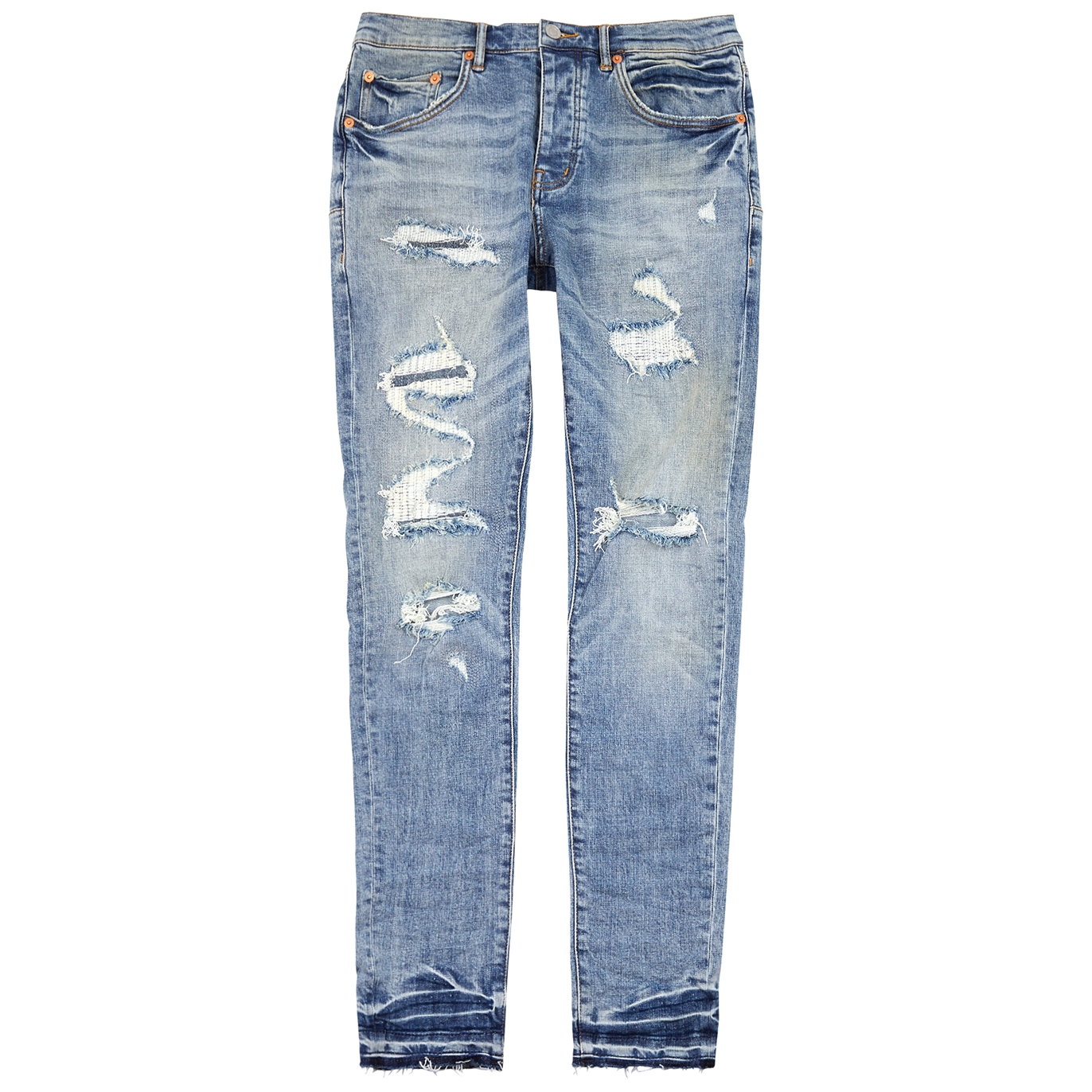 Purple Brand Blue Distressed Skinny Jeans - Denim - W30