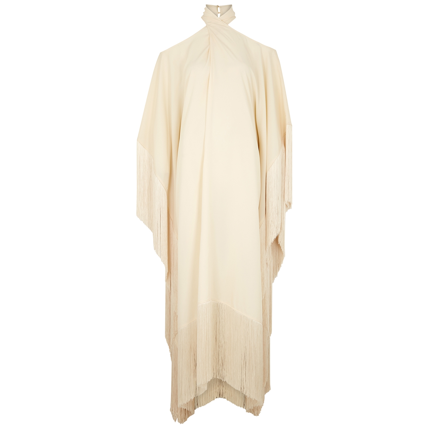 Taller Marmo Mambo Ivory Fringed Crepe De Chine Dress - One Size