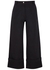 Black wide-leg cotton-twill trousers - Moncler