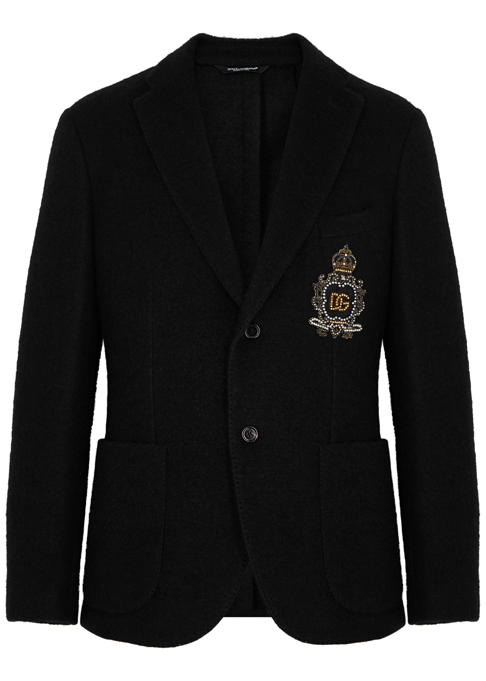 Dolce & Gabbana Black embellished wool-blend blazer - Harvey Nichols