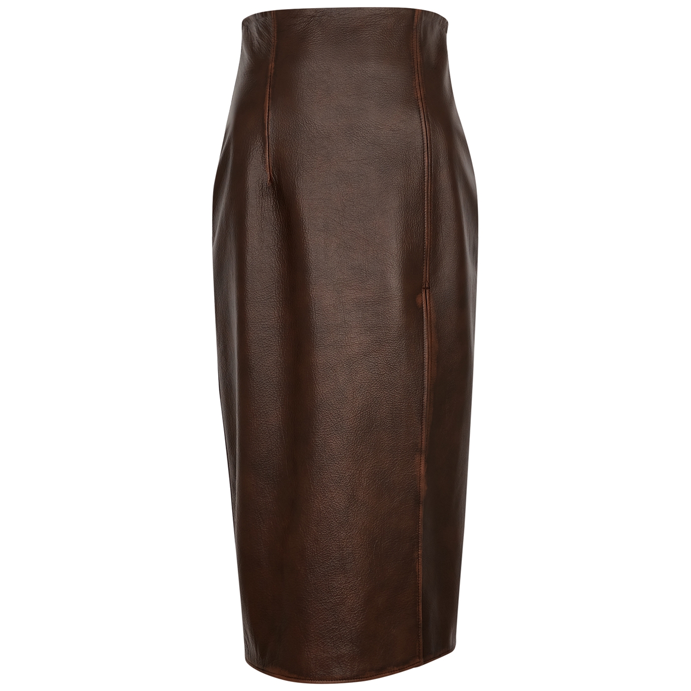 16 Arlington 16ARLINGTON Fonda Leather Midi Skirt - Chocolate - 12