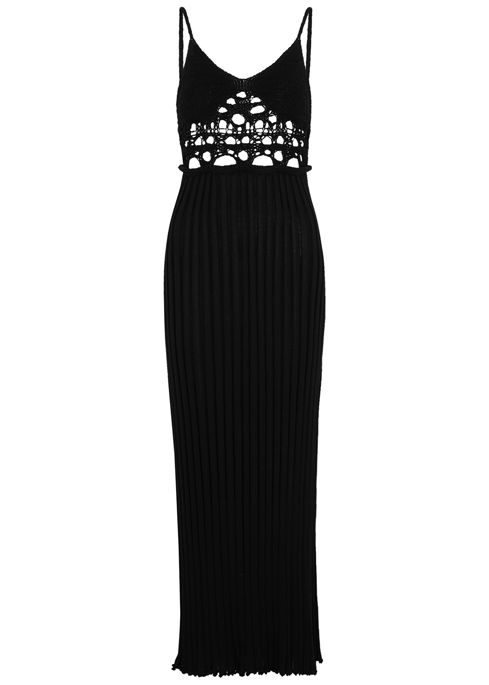 Black panelled ribbed-knit dress