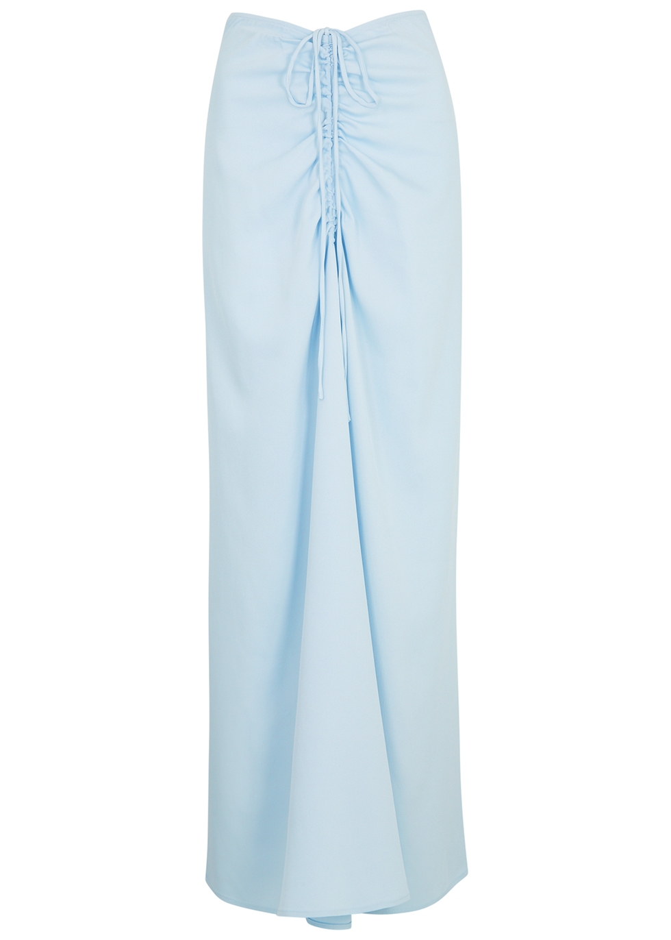 Blue ruched maxi skirt