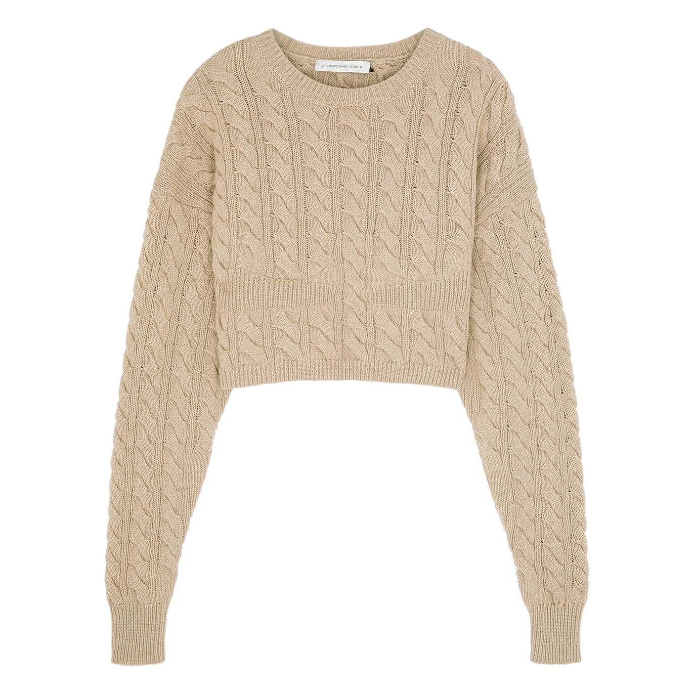 Christopher Esber Cable-knit Underwired Wool-blend Jumper In Neutral