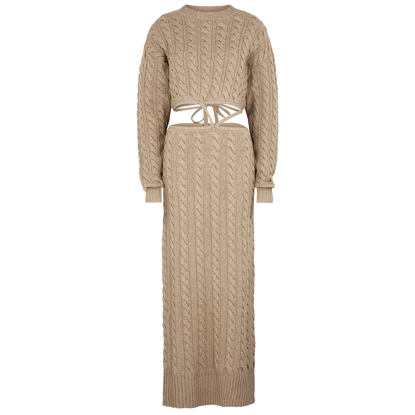 Christopher Esber Cable-knit Cut-out Wool-blend Maxi Dress - TAN - L