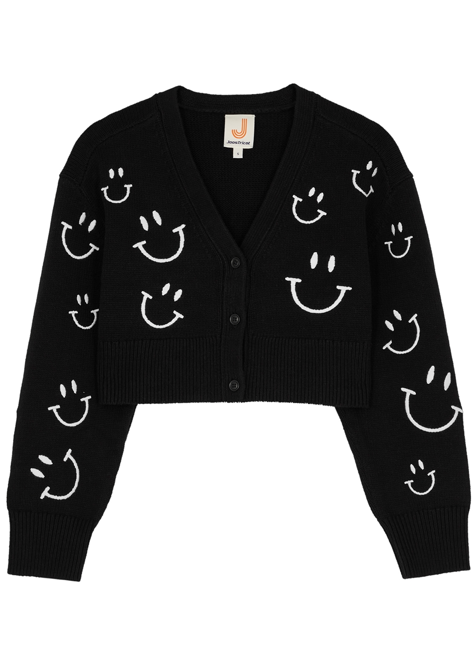 JOOSTRICOT Smile embroidered cropepd cotton-blend cardigan | Smart