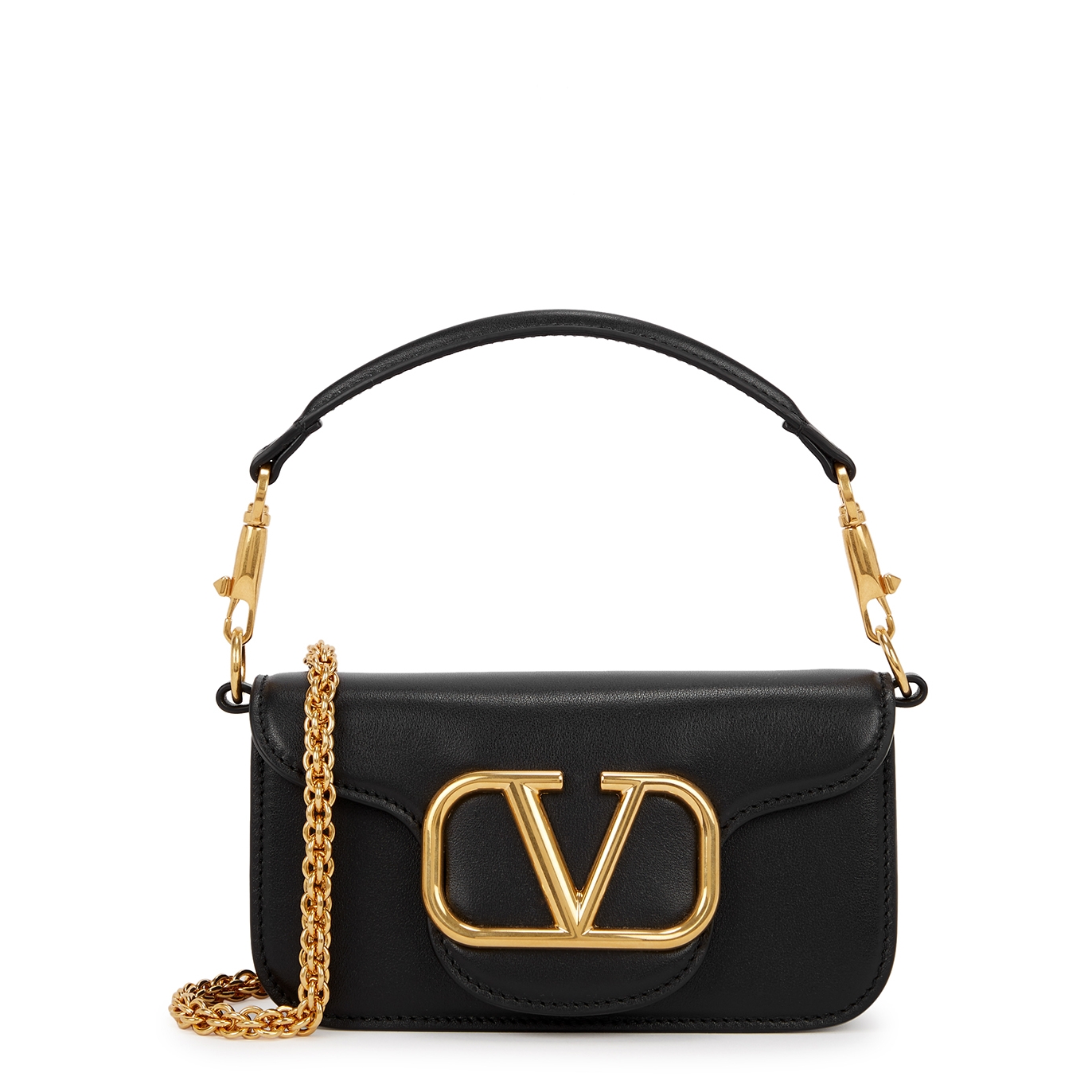 Valentino Valentino Garavani Locò Small Black Leather Shoulder Bag