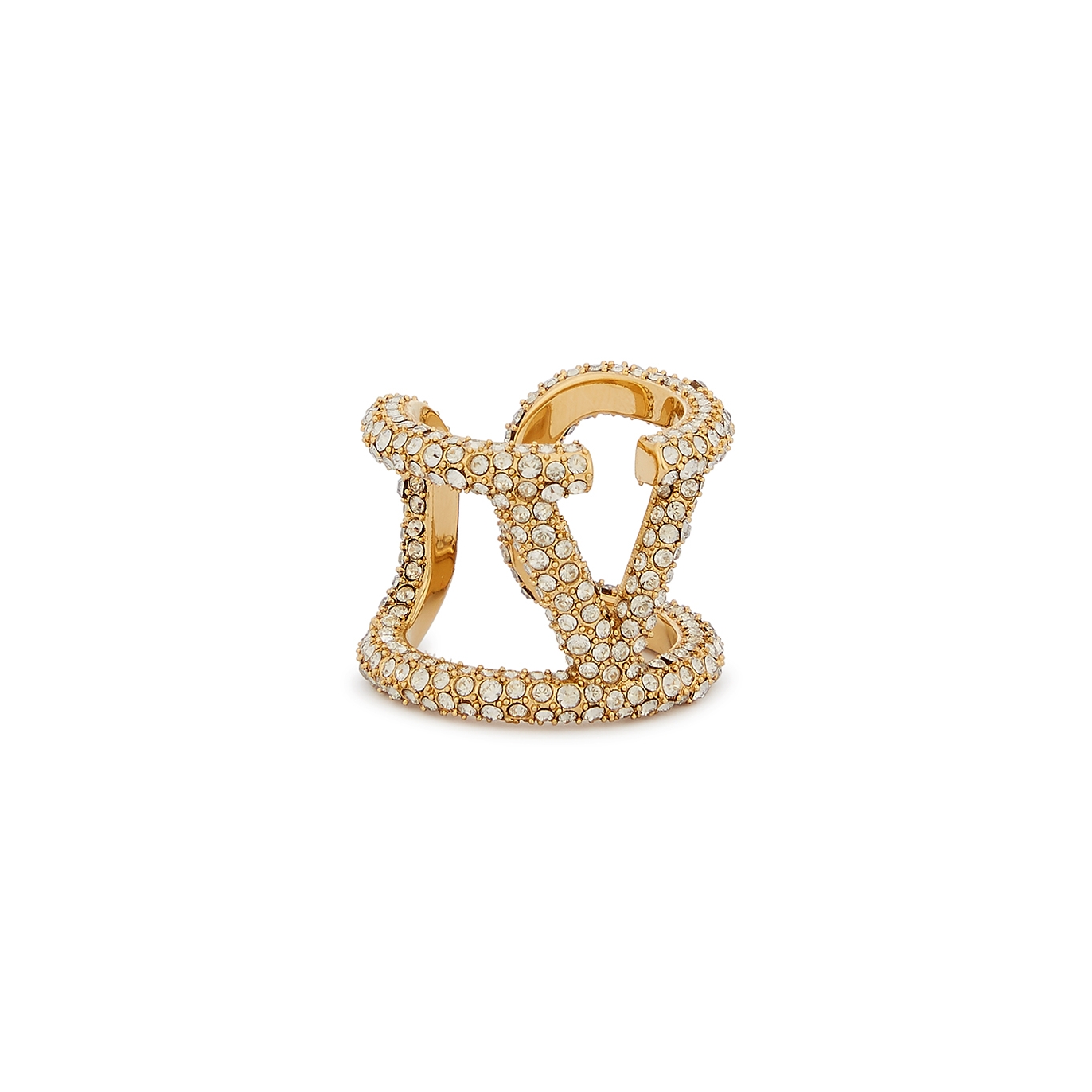 Valentino VLogo Crystal-embellished Gold-tone Ring - 11