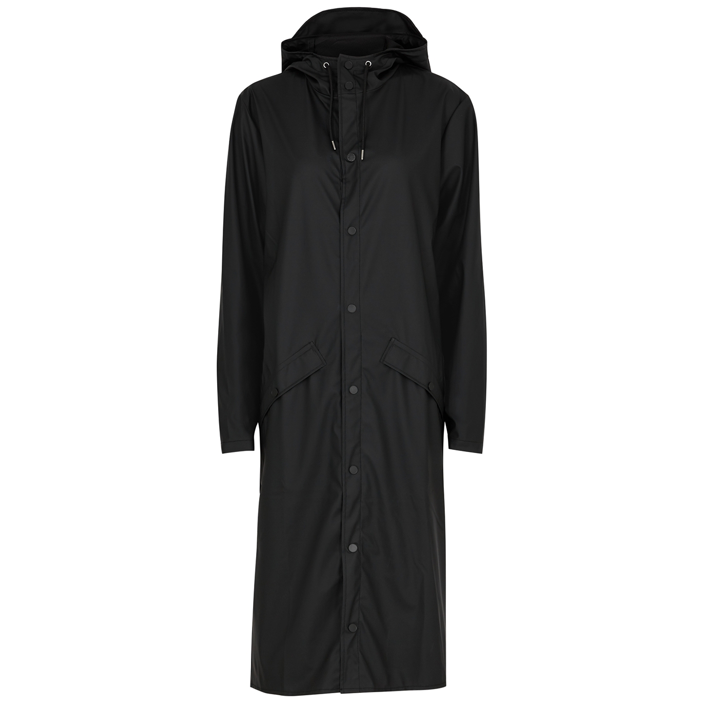 Rains Longer Hooded Jacket In 01 Black