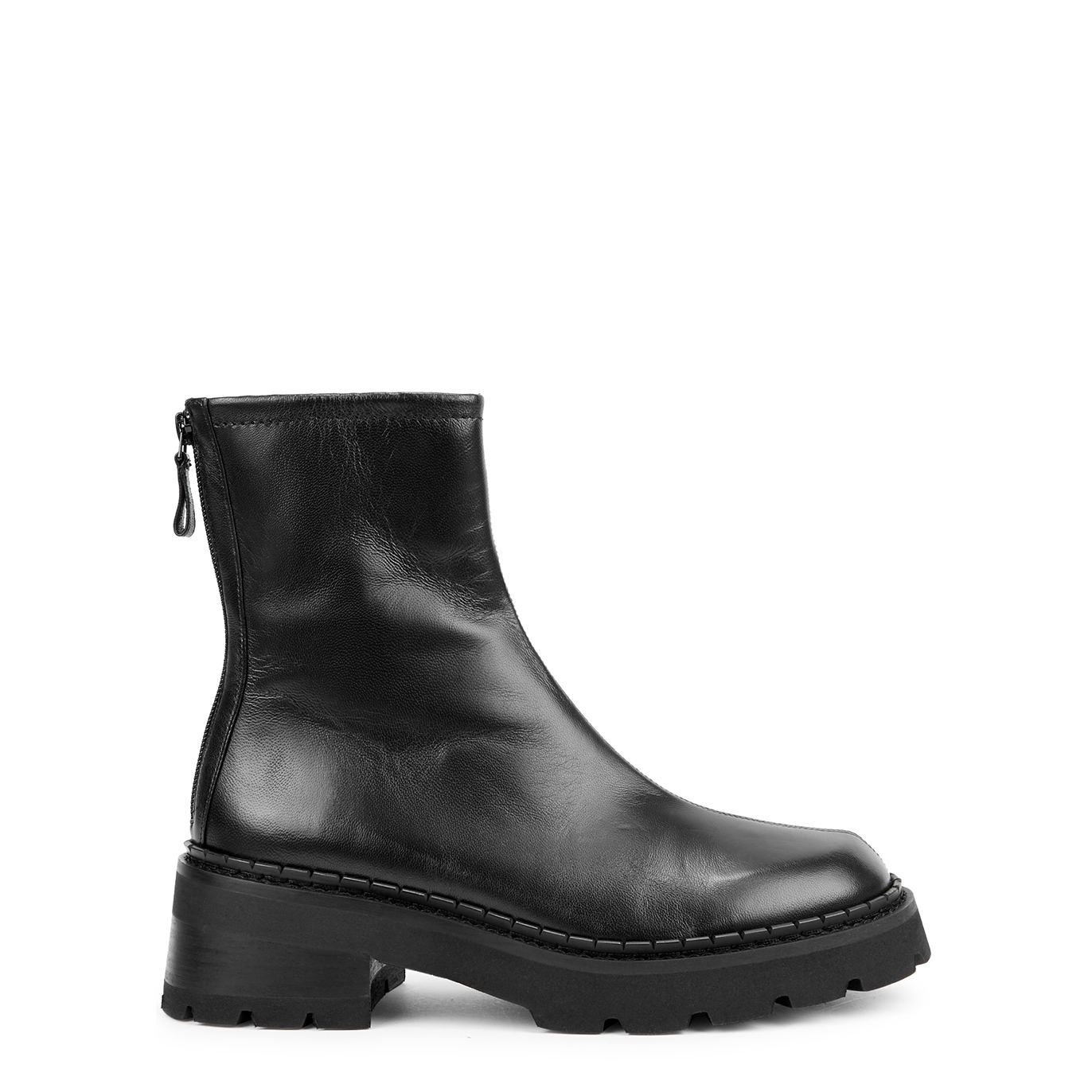BY FAR Alistair 50 Black Leather Ankle Boots - 8