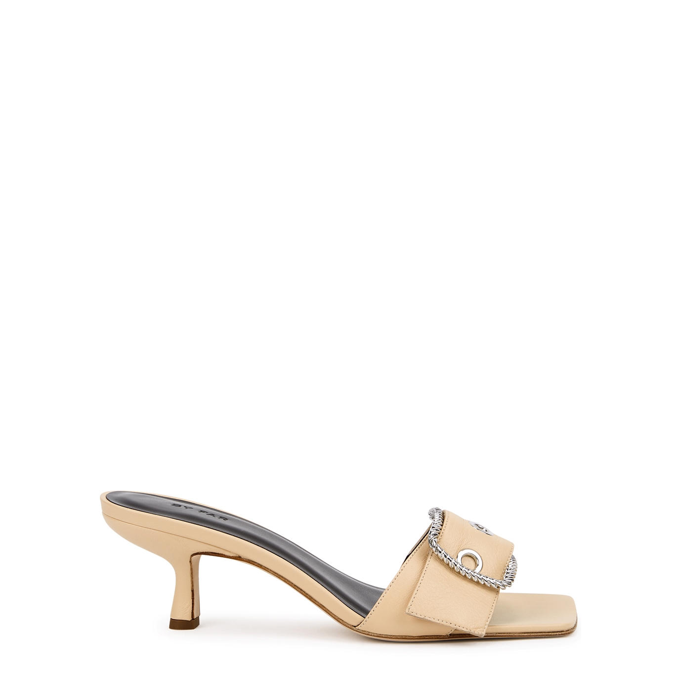 BY Far Devina 60 Buckle-embellished Leather Mules - Cream - 6