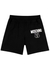 Black logo-print cotton shorts - MOSCHINO