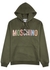 Green logo-appliquéd hooded cotton sweatshirt - MOSCHINO