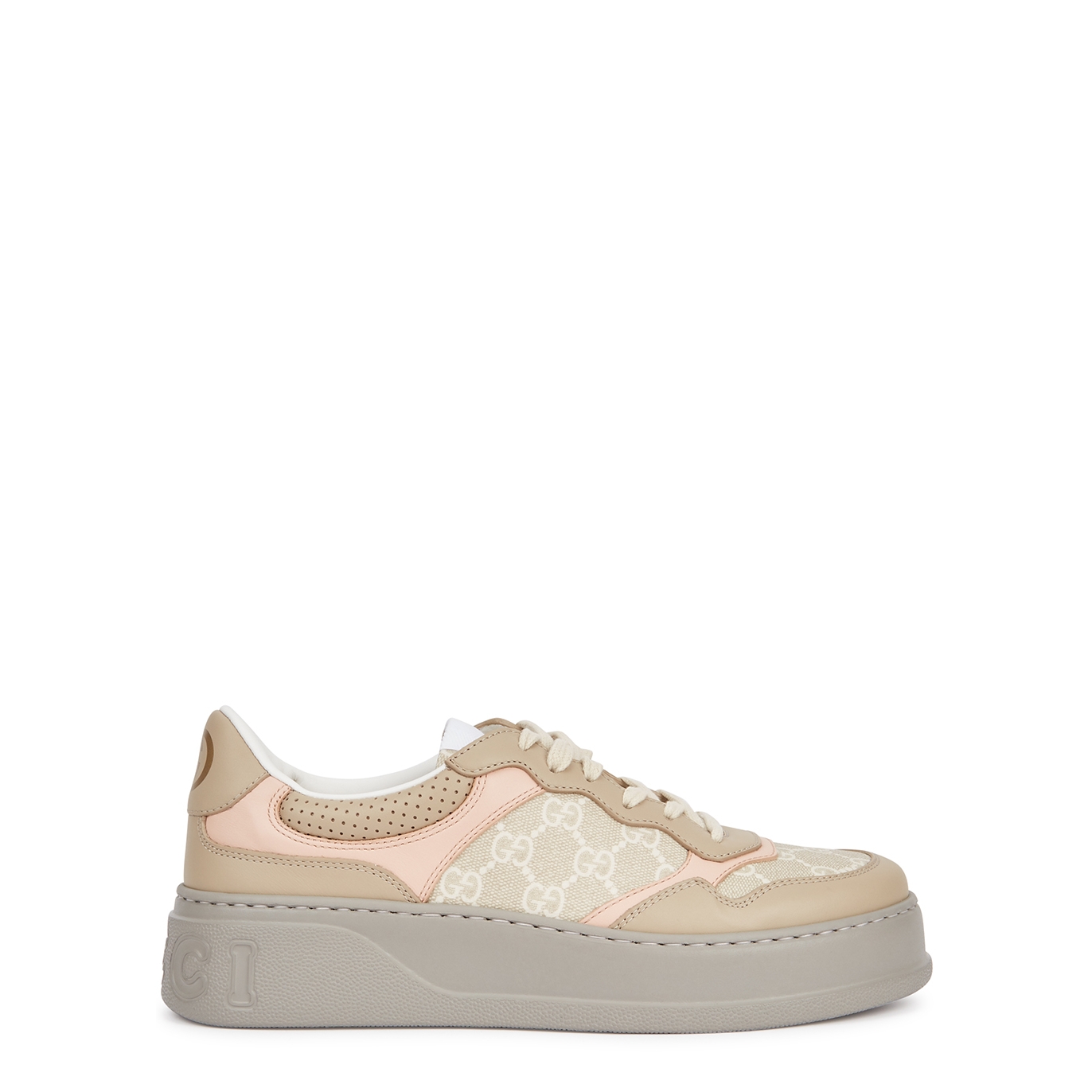 Gucci Chunky B Monogrammed Canvas And Leather Sneakers - Beige - 3.5
