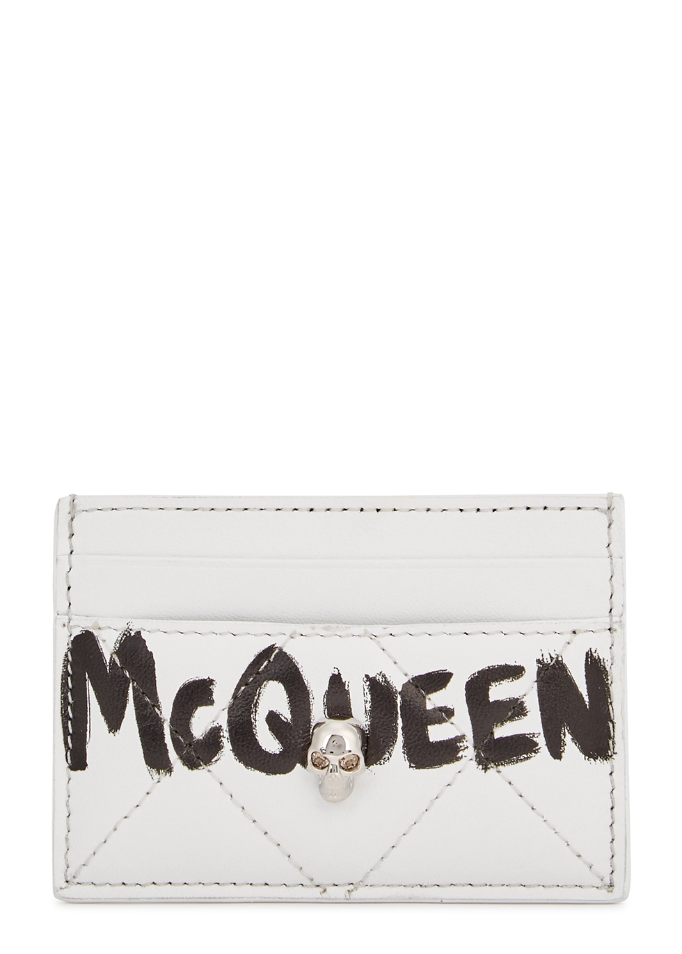Alexander McQueen White logo leather card holder
