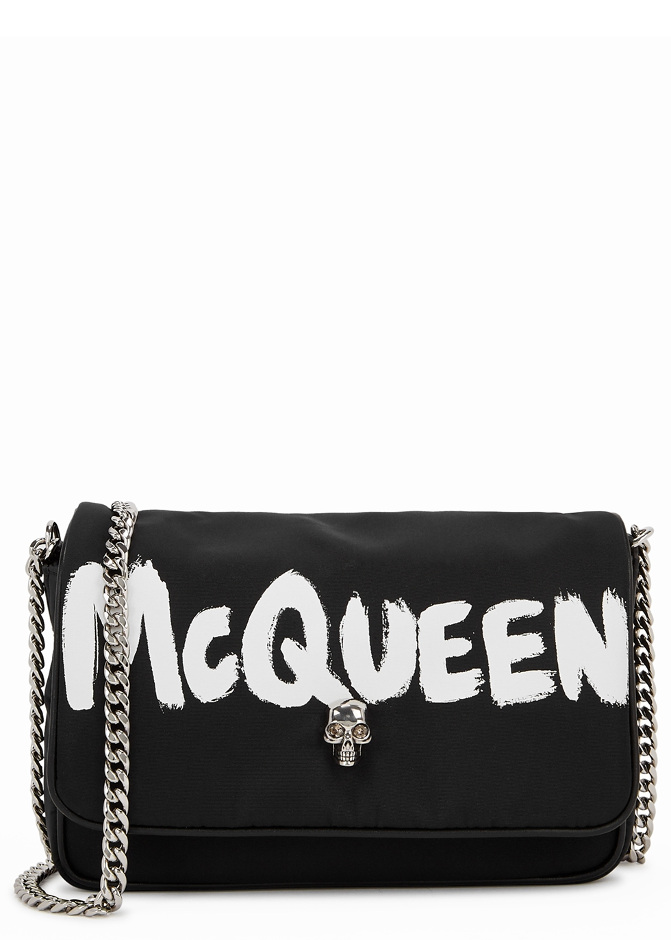 Alexander McQueen Small black logo faille cross-body bag