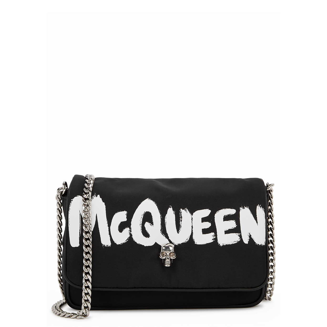 Alexander McQueen Small Black Logo Faille Cross-body Bag