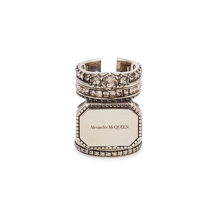 Alexander McQueen Embellished Silver-tone Ring