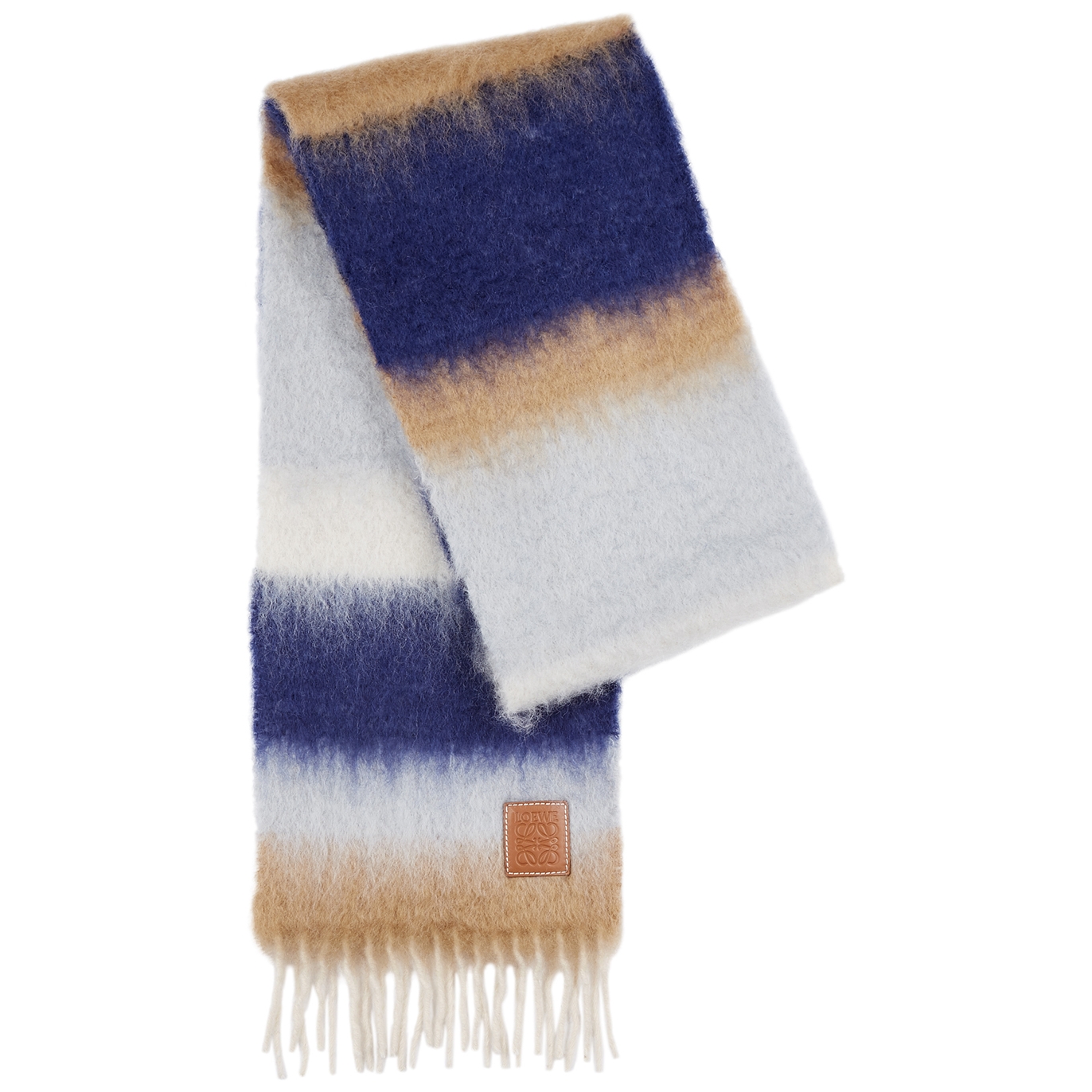 Loewe Striped Mohair-blend Scarf - Navy - One Size