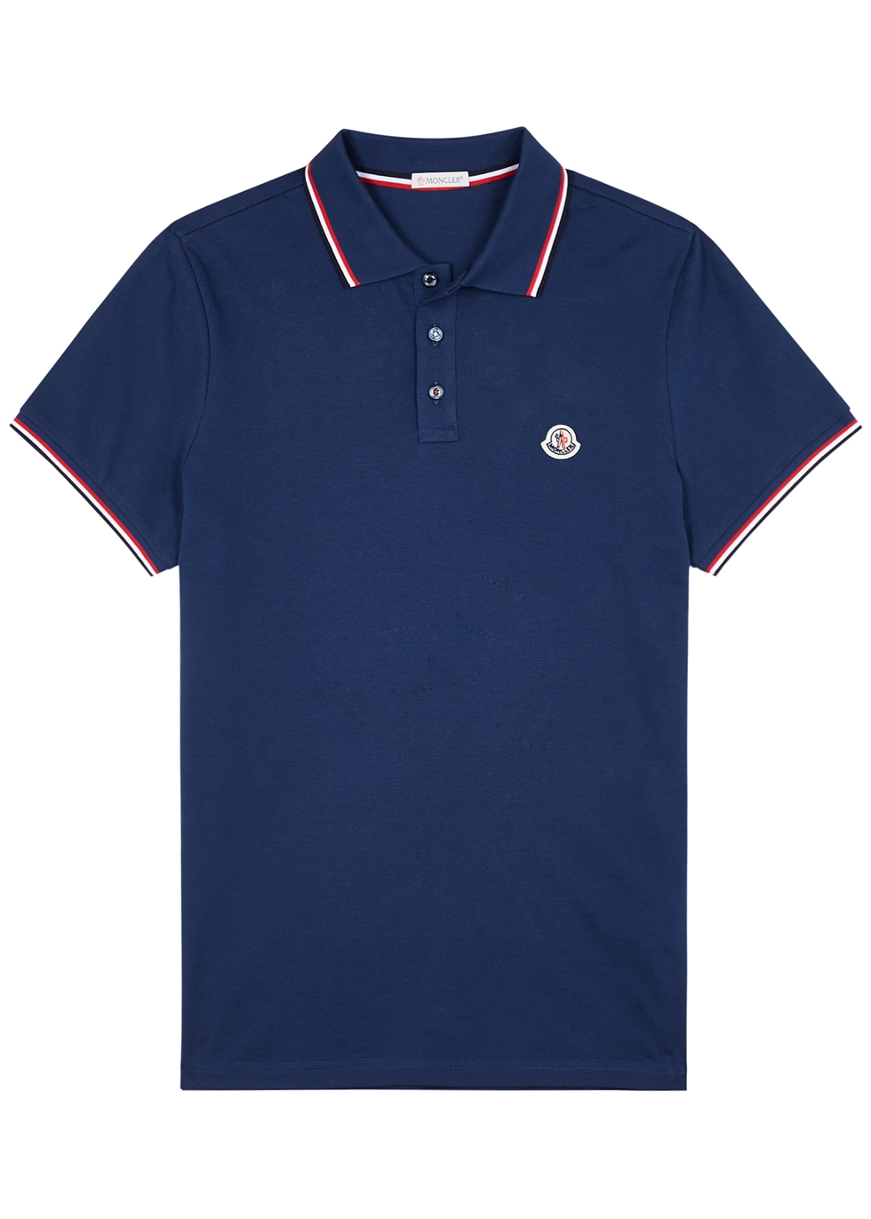 Moncler Blue logo piqué cotton polo shirt - Harvey Nichols