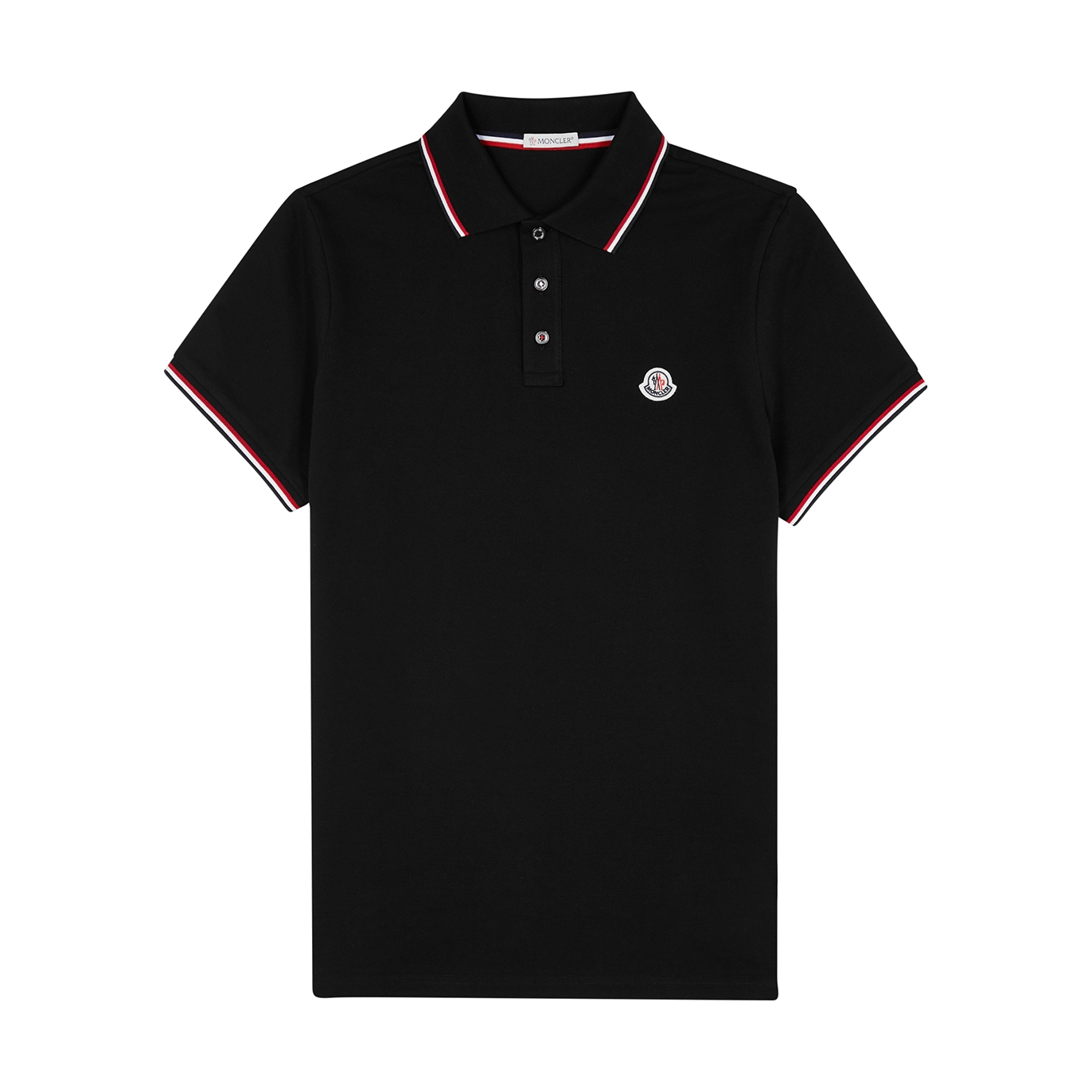 Moncler Black PiquÃ© Cotton Polo Shirt - L