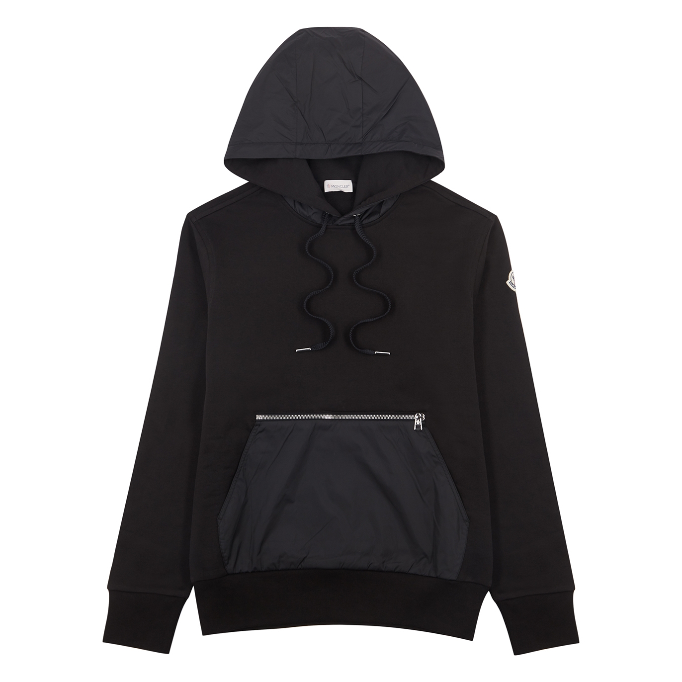 Moncler Black Panelled Hooded Cotton Sweatshirt, Black, Sweatshirt