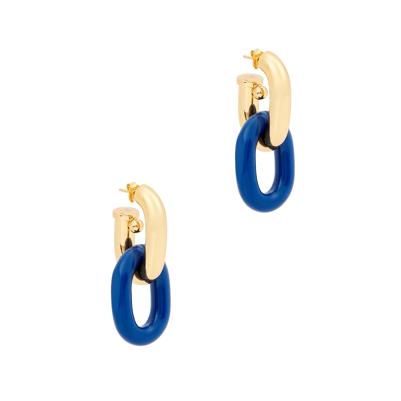 Paco Rabanne XL Link Gold-tone Hoop Earrings - Blue - One Size