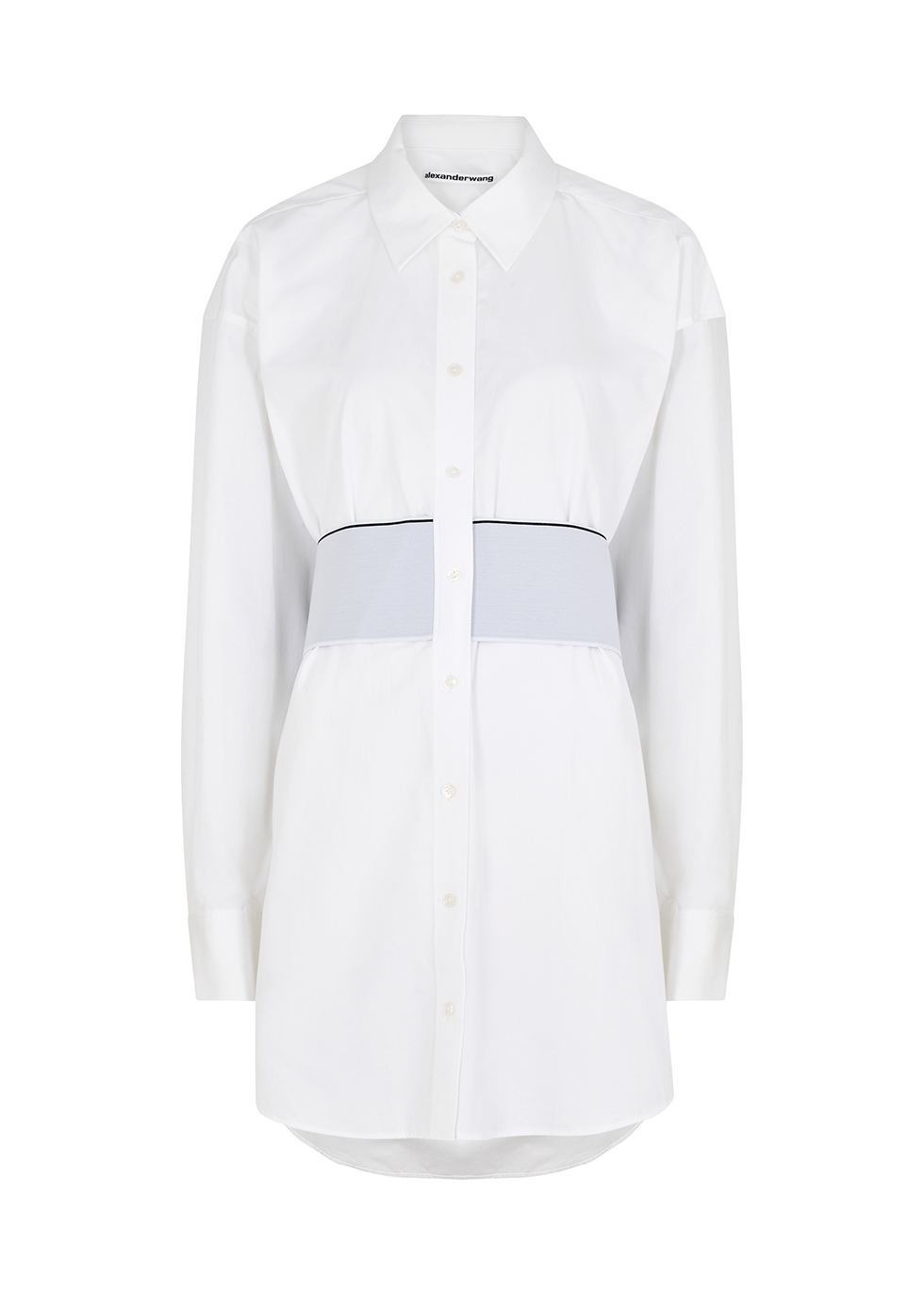 White logo cotton-poplin shirt dress