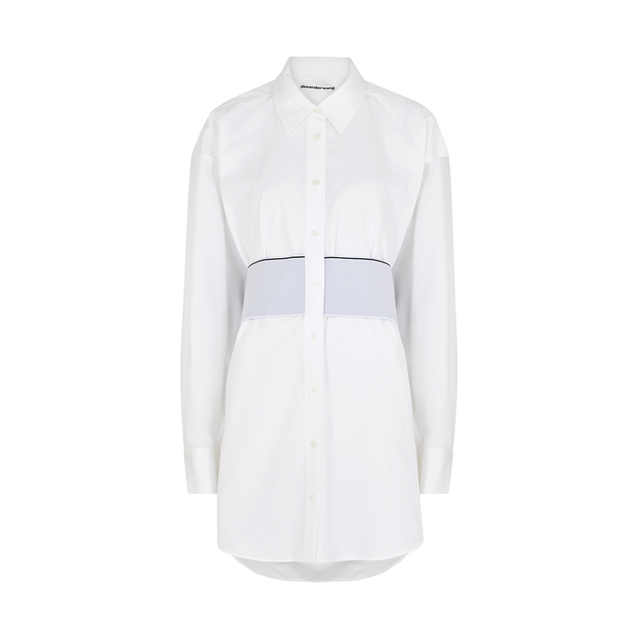 Alexander Wang White Logo Cotton-poplin Shirt Dress