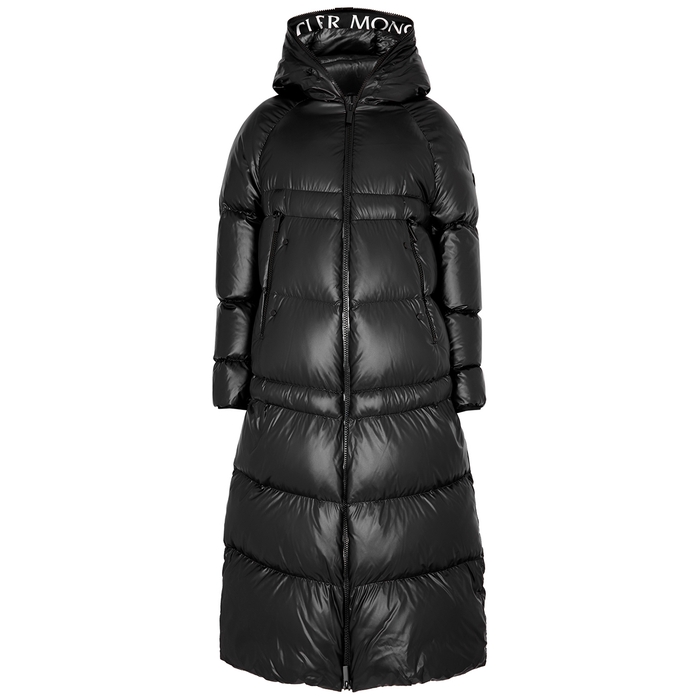 Moncler Chanon Black Quilted Shell Coat | ModeSens