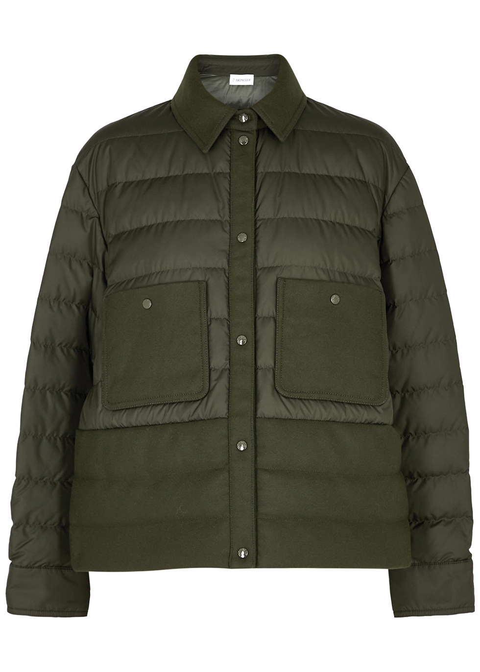 Moncler Camicia green panelled quilted shell jacket - Harvey Nichols