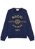Navy logo-print cotton sweatshirt - Gucci