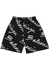 Scribble black logo-print crinkled shorts - Balenciaga