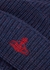 Navy logo-embroidered wool beanie - Vivienne Westwood