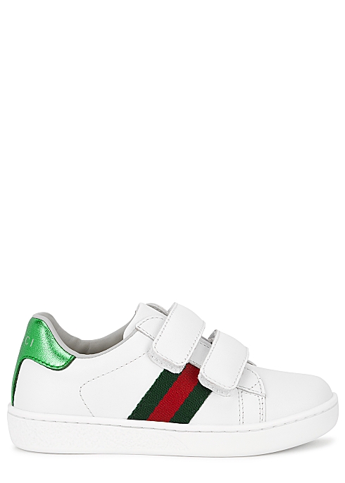 Gucci KIDS Ace white leather sneakers (IT20-IT26) - Harvey Nichols