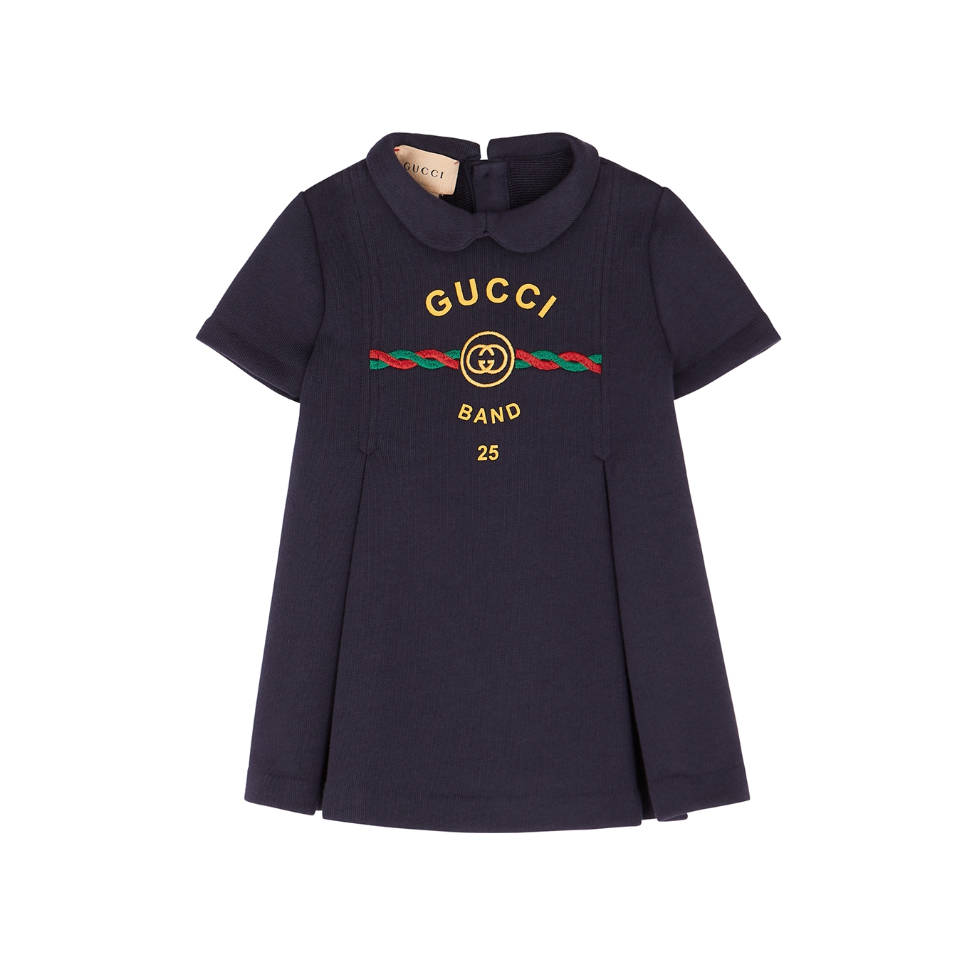Gucci Kids Navy Logo-embroidered Cotton Dress - Navy & Other - 9 Months