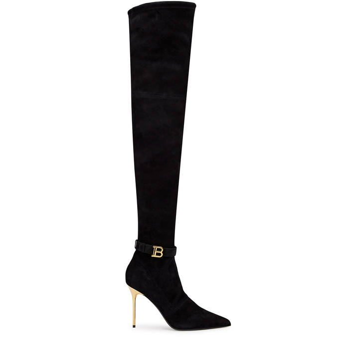 BALMAIN 100 SUEDE OVER-THE-KNEE BOOTS