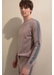 Raglan cashmere stripe sweatshirt | mushroom - Johnstons of Elgin