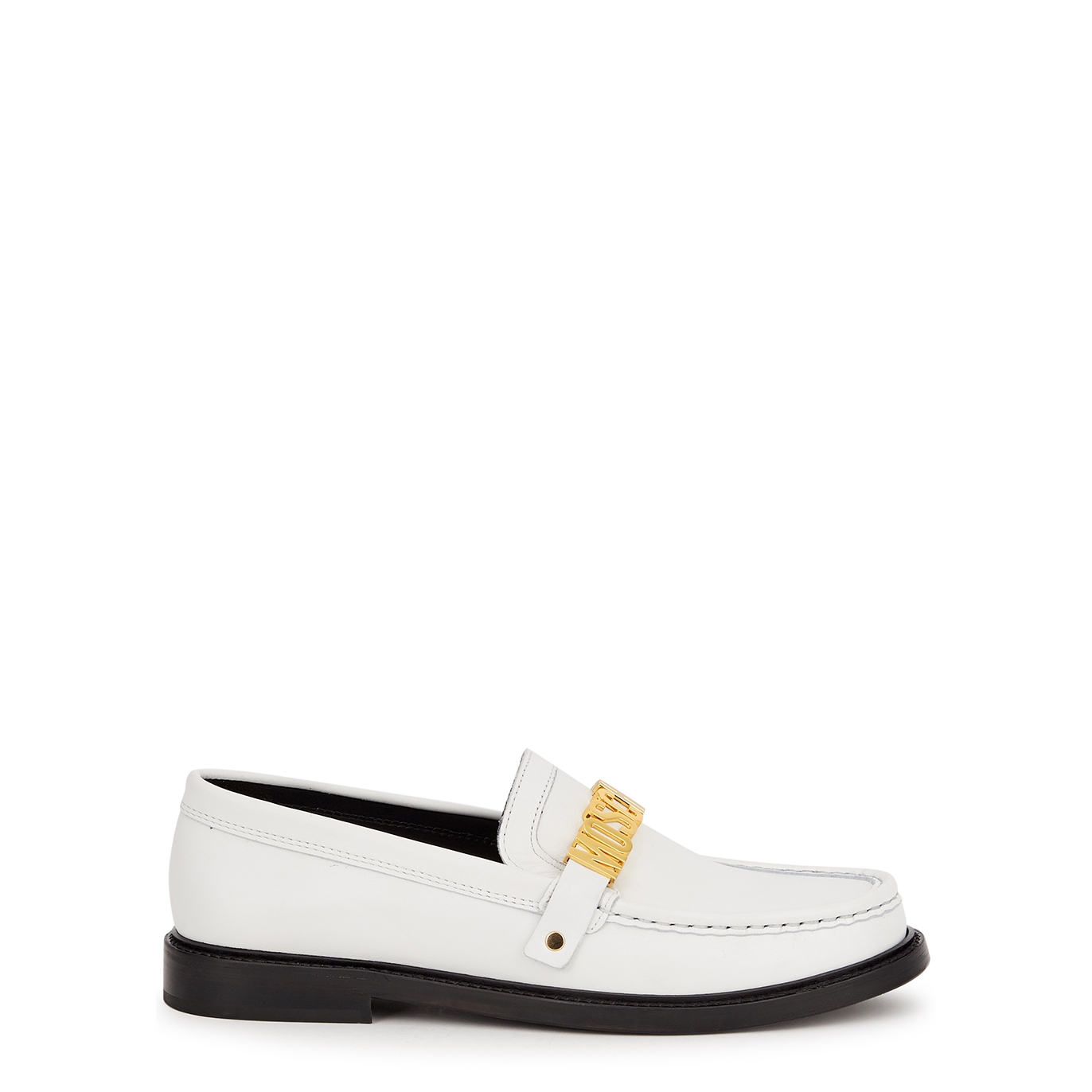 Moschino White Logo Leather Loafers - 4