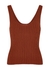Brown ribbed cotton-blend tank - Vince
