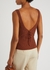 Brown ribbed cotton-blend tank - Vince