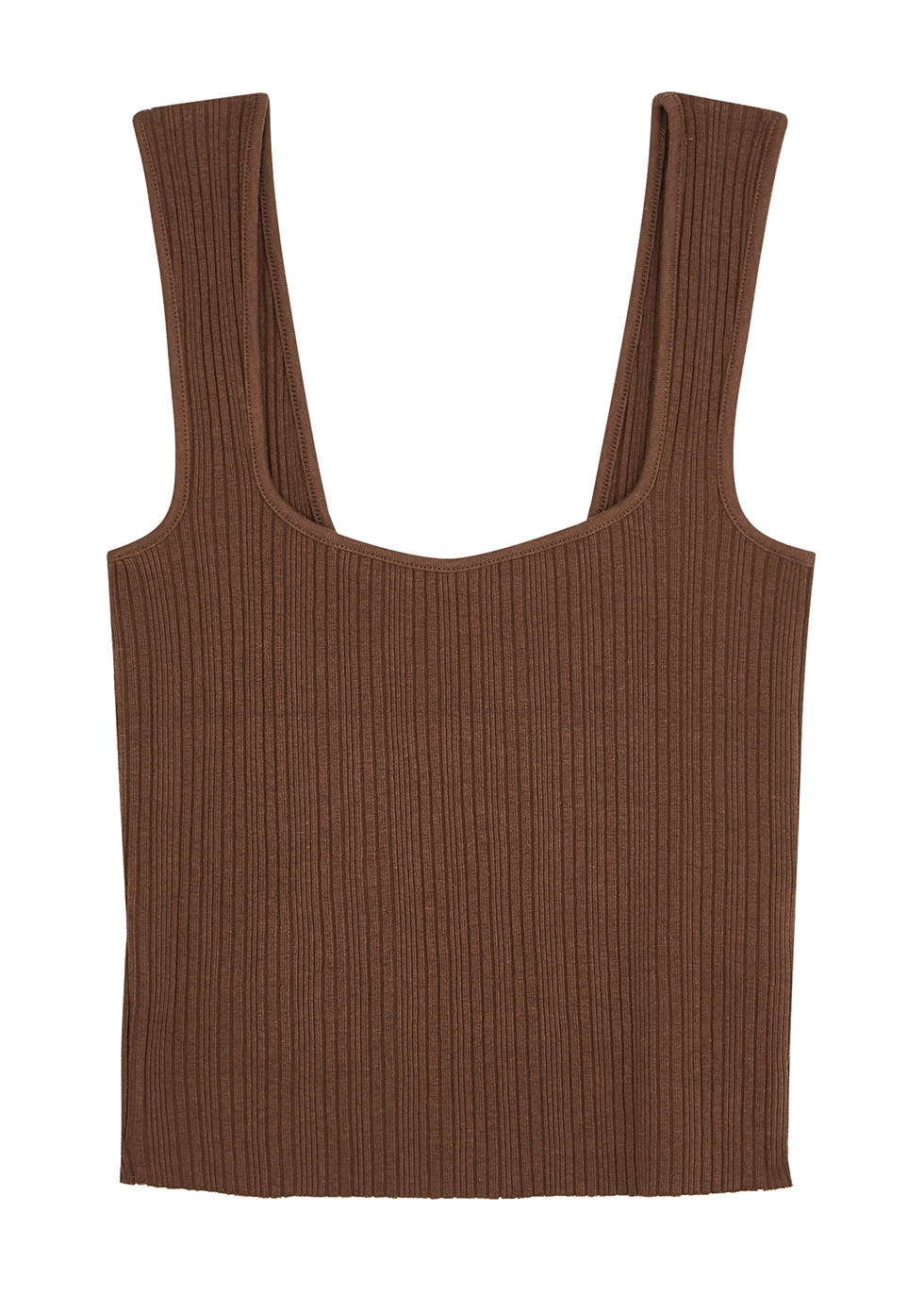 Vince Brown ribbed-knit tank