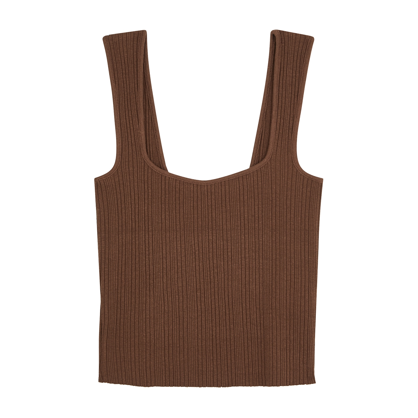 Vince Brown Ribbed-knit Tank