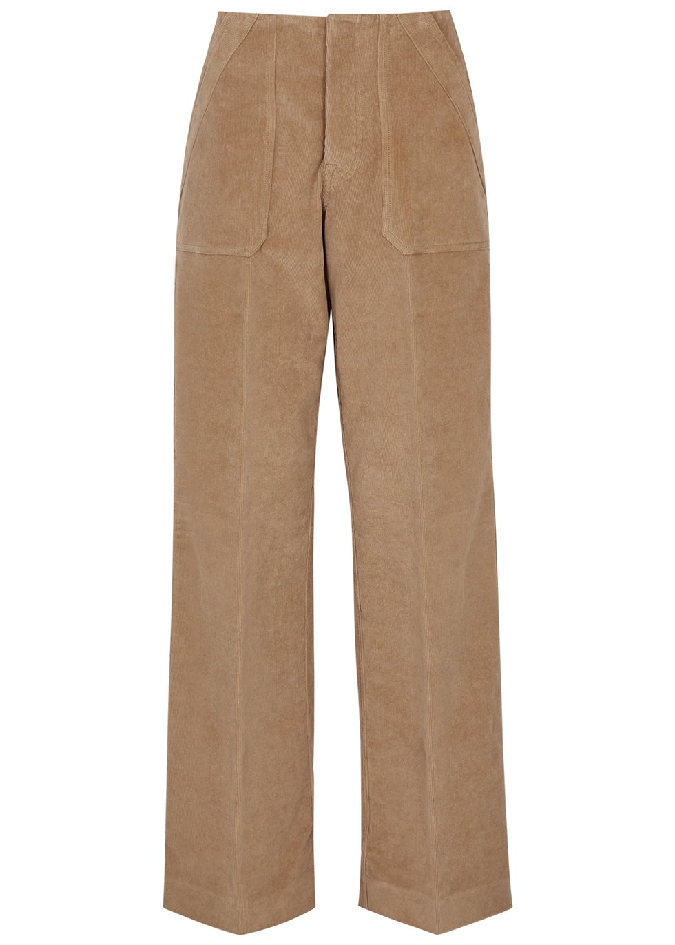 Sand straight-leg stretch-corduroy trousers