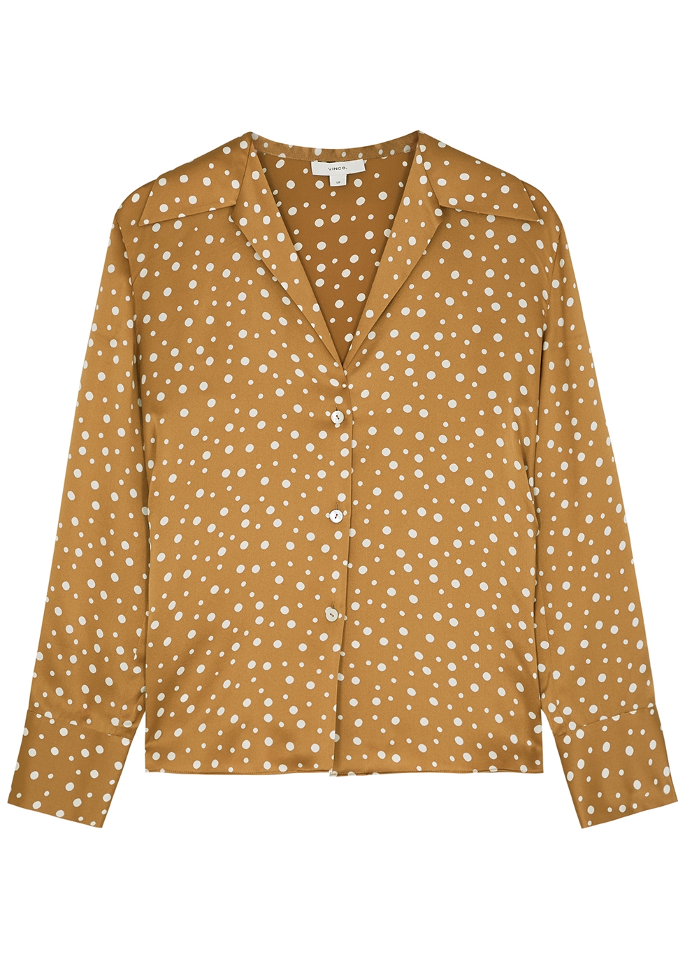 Vince Caramel polka-dot silk-satin blouse