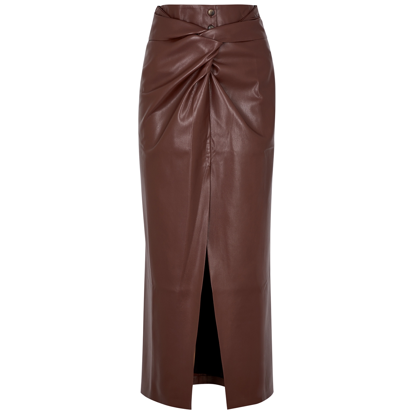 Nanushka Leane Brown Faux Leather Skirt - L